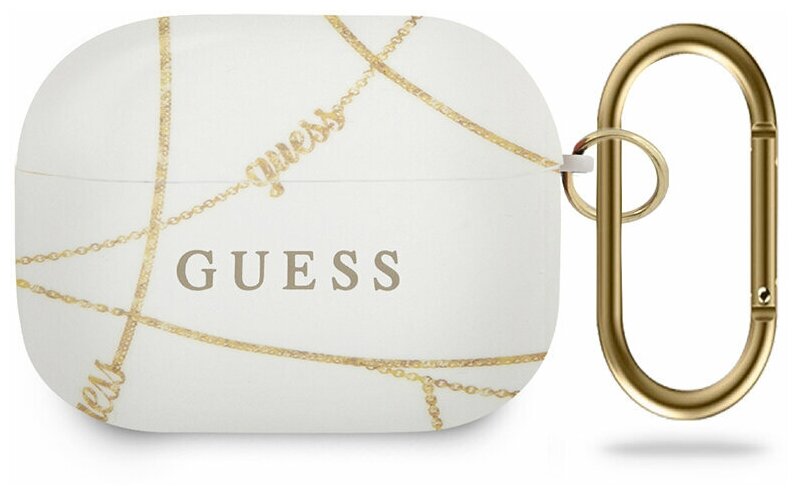 Чехол Guess для Airpods Pro TPU case with ring Chain White