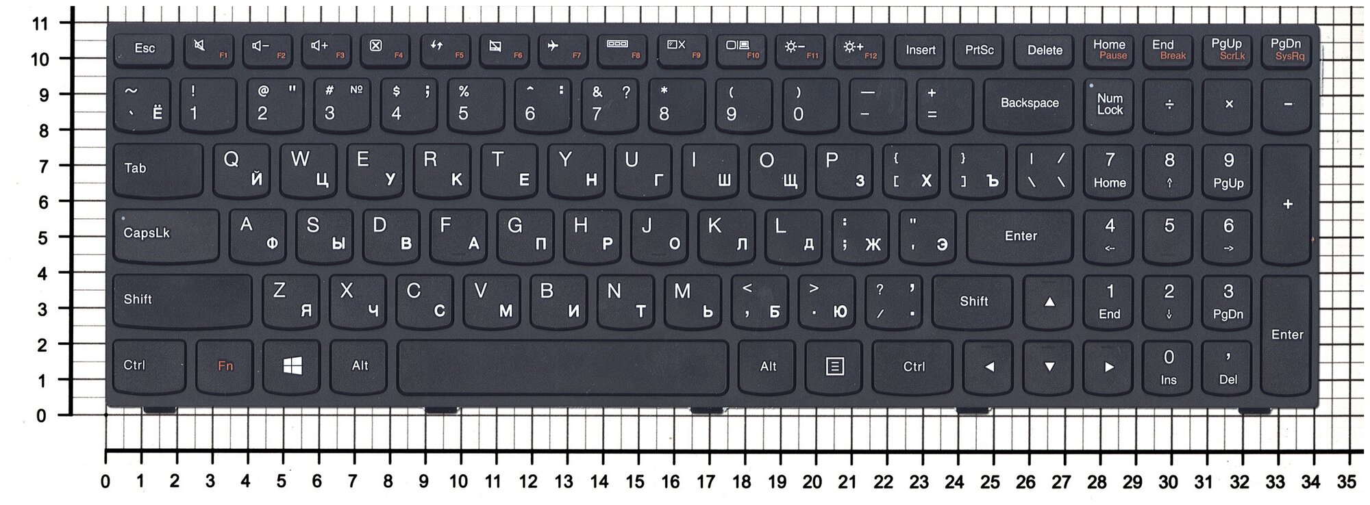 Клавиатура для ноутбука Lenovo 25214766 черная с черной рамкой