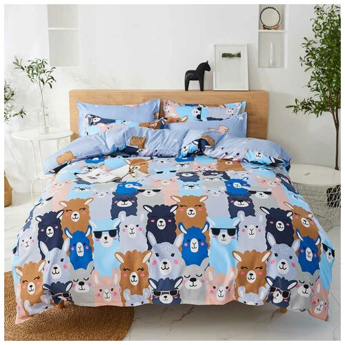 фото Комплект постельного белья "ламы" 1,5 спальный, наволочки 70х70 grazia textile