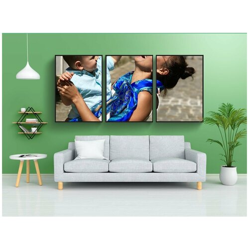 фото Набор модулных постеров для интерьера "счастье, мать и сын, женщина" 60x90 см. в тубусе, без рамки lotsprints