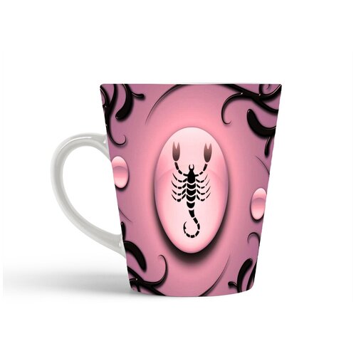 фото Кружка-латте coolpodarok знаки зодиака скорпион розовый фон