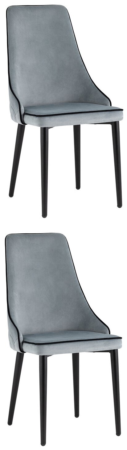 Комплект стульев 2 шт Луис с кантом велюр серый