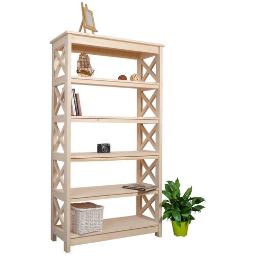 Этажерка широкая, 6 полок, 1650х890х400мм, стеллаж деревянный
