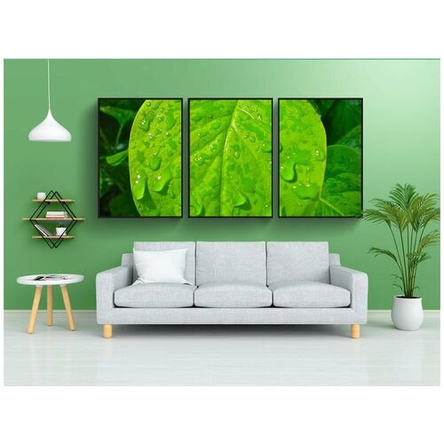 фото Набор модулных постеров для интерьера "сердце, лист, зеленый" 60x90 см. в тубусе, без рамки lotsprints