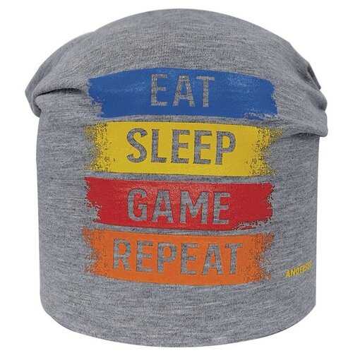 Шапка бини Андерсен, размер 52-54, серый eat sleep game sticker repeat play game room decal gaming posters gamer vinyl wall decals parede decor mural video game sticker