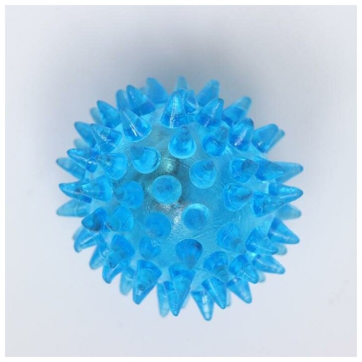 Мяч светящийся для животных малый, TPR, 4,5 см, голубой - фотография № 3