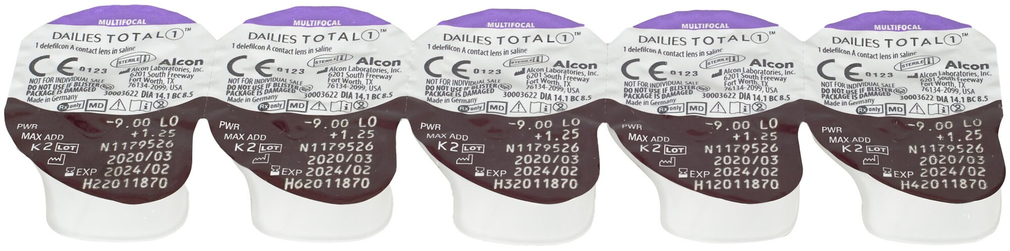 Контактные линзы Alcon Dailies Total1 Multifocal, 30 шт., R 8,5, D -4,25, ADD: средняя, 1 уп.