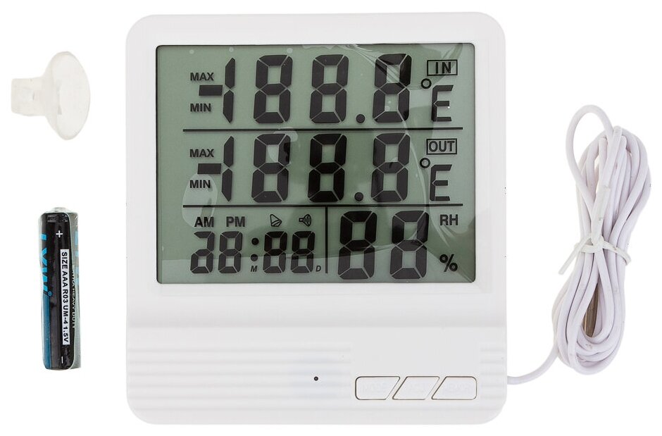 Термометр/ термометр гигрометр цифровой / выносной датчик/ CX-301A цвет белый - фотография № 2