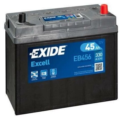 exide eb456 аккумулятор excell 12v 45ah 300a 234х127х220 полярность etn0 клемы jis крепление b0