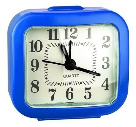 Настольные часы Perfeo Quartz часы-будильник "PF-TC-004", прямоугольные 8х7,5 см, синие