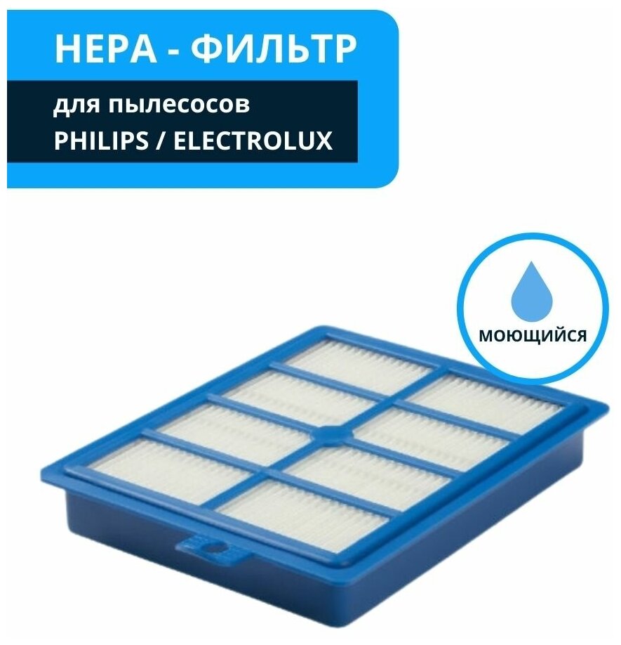 X8 Group HEPA фильтр (моющийся) для пылесоса ELECTROLUX, PHILIPS, 1 шт.