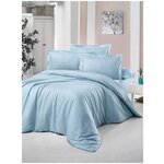 Комплект 2-х спального постельное белья ткань Страйп-сатин,100% хлопок, цвет Голубой №14 - изображение