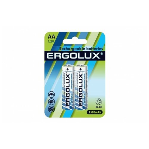 Ergolux Аккумулятор AA-1500mAh Ni-Mh BL-2 аккумулятор aa ni mh 1 2в 2700ма ч bl 2 блист 2шт ergolux nhaa2700bl2 24 шт