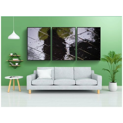 фото Набор модулных постеров для интерьера "дорога, улица, мокрый" 60x90 см. в тубусе, без рамки lotsprints