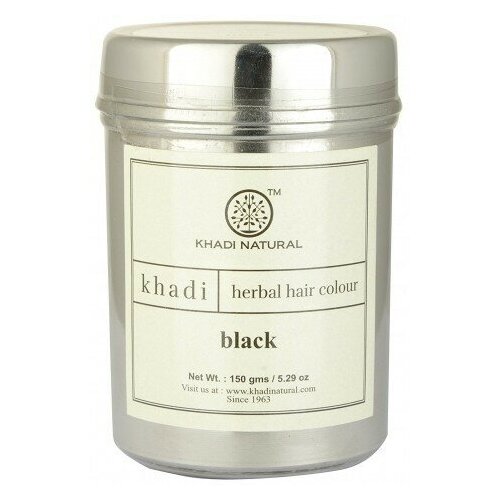 Краска Черная для волос травяная Кхади (Herbal Hair Colour Black Khadi) 150 г