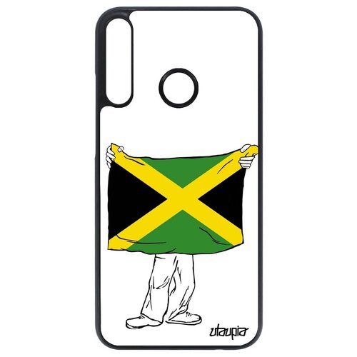 фото Противоударный чехол на // huawei p40 lite e // "флаг ямайки с руками" государственный патриот, utaupia, белый
