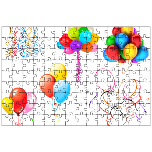 фото Магнитный пазл 27x18см."цвета радуги шары, конфетти, надувные шарики" на холодильник lotsprints