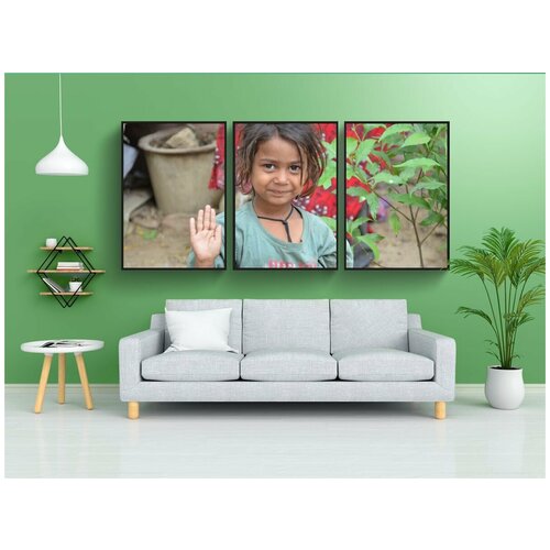 фото Набор модулных постеров для интерьера "уличные дети, индия, ребенок" 60x90 см. в тубусе, без рамки lotsprints