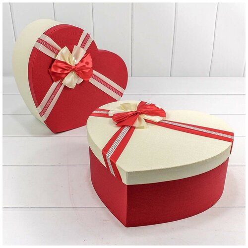 фото Набор коробок сердце, атласный бант, красный, 31*27*13 см, 3 шт. дон баллон