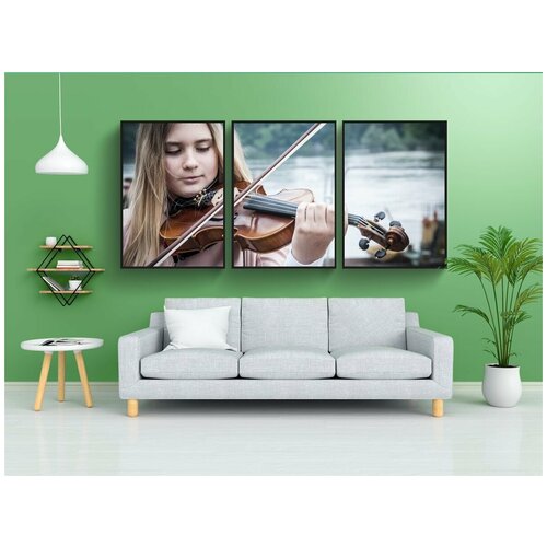 фото Набор модулных постеров для интерьера "музыка, скрипка, играть на скрипке" 60x90 см. в тубусе, без рамки lotsprints