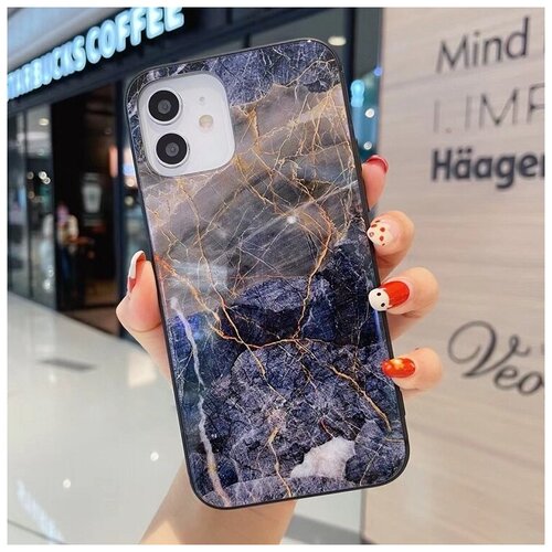 фото Задняя накладка для ip 12 pro/12 (6.1) fc мрамор серый с золотом силикон+пластик fixtor