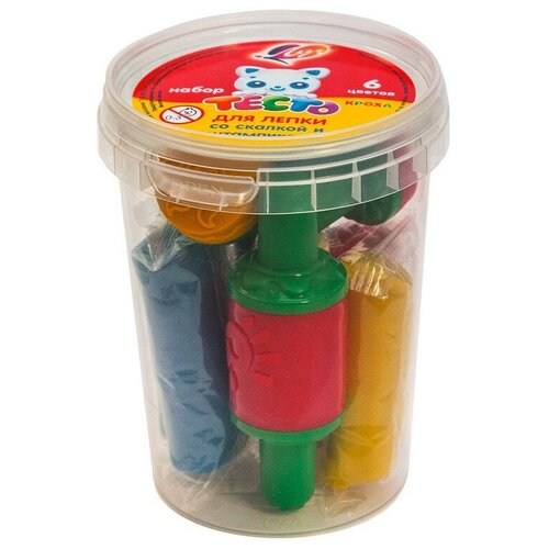 фото Набор для творчества тесто для лепки со скалкой и штампиками,28с 1679-08 2 шт. луч