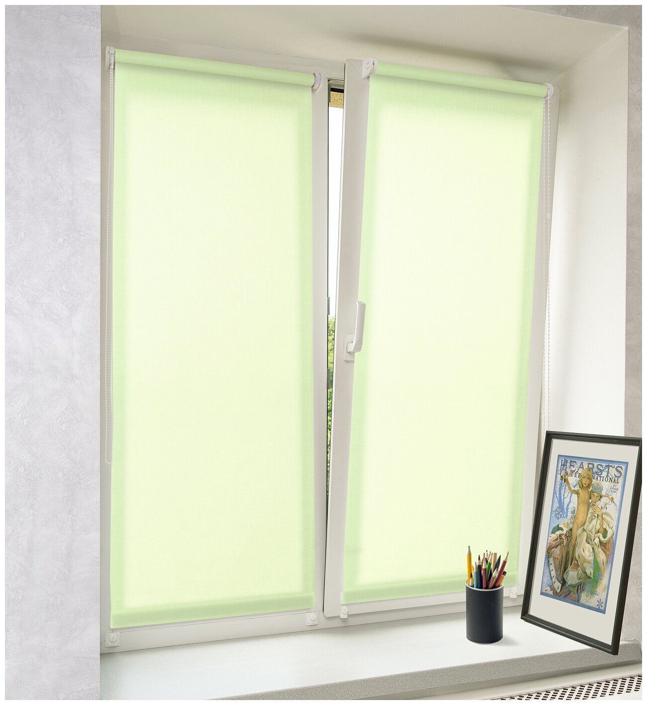 фото Рулонная штора с направляющими струнами Sola Лён