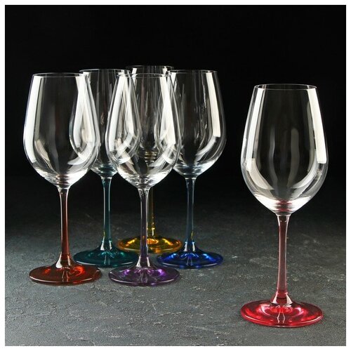 Набор бокалов для вина «Виола», 350 мл, 6 шт разноцветный