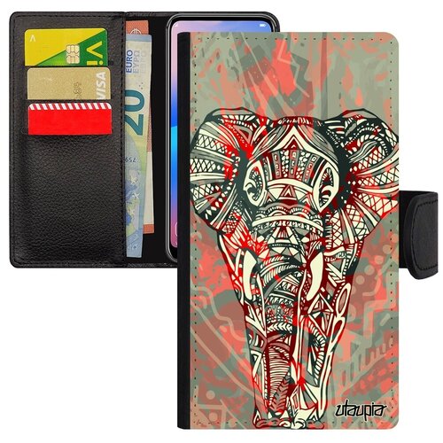 фото Противоударный чехол книжка на телефон // apple iphone xr // "слон" древний мудрый, utaupia, розовый