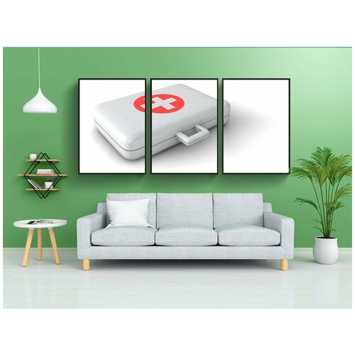 фото Набор модулных постеров для интерьера "доктор, чемодан, бинты" 60x90 см. в тубусе, без рамки lotsprints