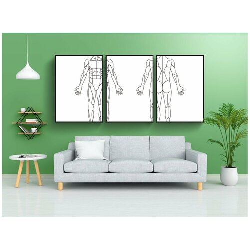 фото Набор модулных постеров для интерьера "мужчина, мышцы, голые" 60x90 см. в тубусе, без рамки lotsprints