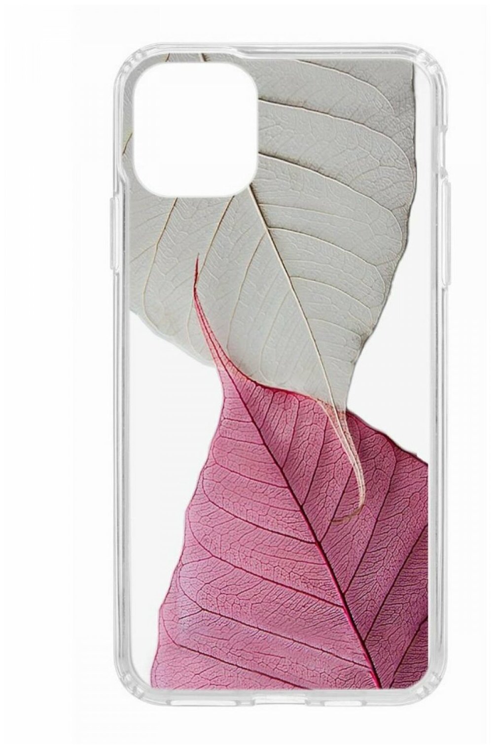 Чехол для iPhone 11 Pro Max Kruche Print Pink and white,противоударная пластиковая накладка с рисунком,защитный силиконовый бампер с защитой камеры