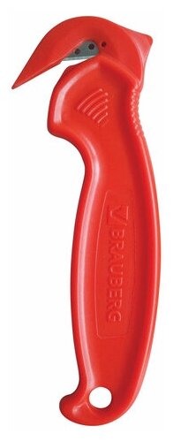 Нож складской безопасный BRAUBERG "Logistic", для вскрытия упаков. материалов, красный, блистер,236969