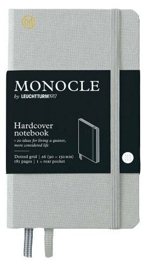 Записная книжка в точку Leuchtturm Monocle Pocket A6 192 стр, твердая обложка, светло-серая