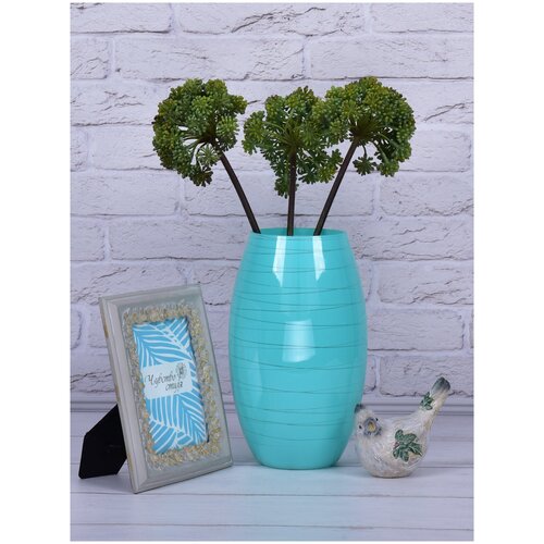 Интерьерная декоративная стеклянная ваза для цветов и сухоцветов, для оформления дизайна домашнего интерьера фруктовый ЛЁД ваза, жёлтый, овал 29см