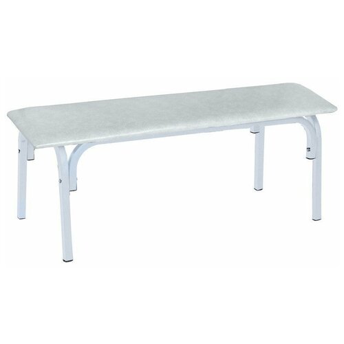 Банкетка без спинки Астрид БМ 9/1, 1200×450×415, каркас алюмин. муар св. серый, кожзам св. серый К-05