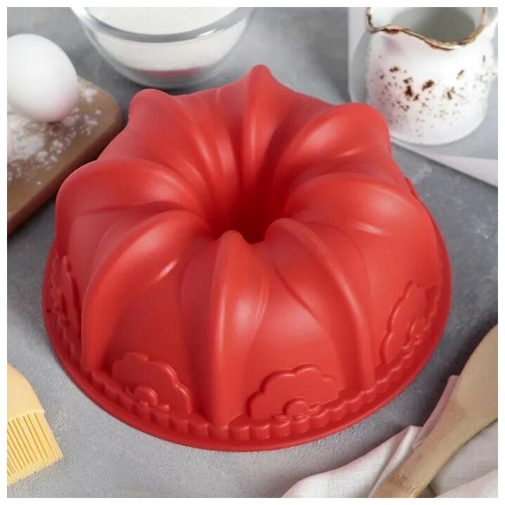 фото Форма для выпечки "Немецкий кекс. Торжество" 22х22х8,5 см, красный