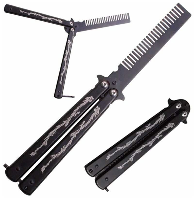 фото Подарки Расческа в виде ножа бабочки (металлическая)