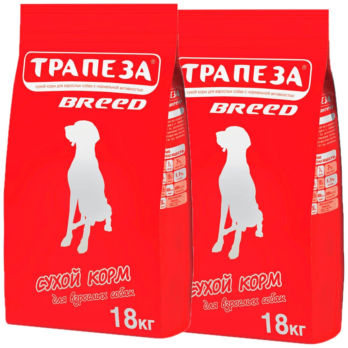 Трапеза BREED для взрослых собак средних пород (18 + 18 кг)