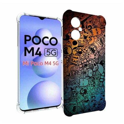Чехол MyPads стикеты в тени для Xiaomi Poco M4 5G задняя-панель-накладка-бампер