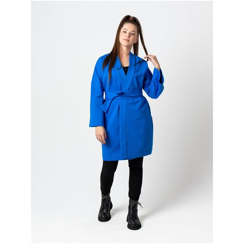 фото Платье с запахом modno.ru, хлопок, повседневное, свободный силуэт, карманы, размер 50-52, синий