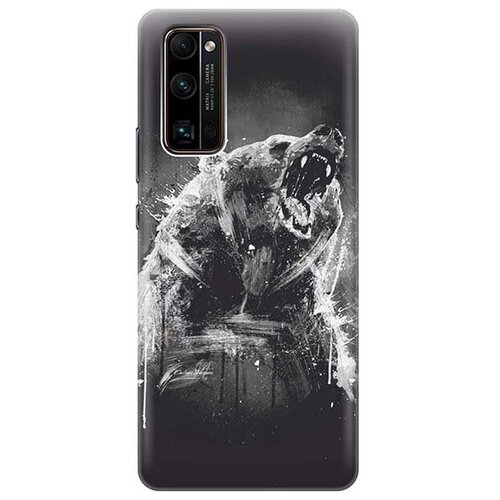 фото Ультратонкий силиконовый чехол-накладка для honor 30 pro+ с принтом "разъяренный медведь" gosso