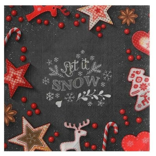 фото Салфетки бумажные "новогодние украшения" 33х33 см, набор 20 шт 6774052 страна карнавалия