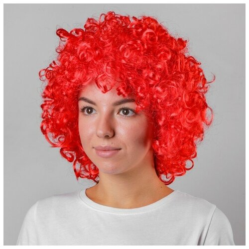 Карнавальный парик, объёмный, цвет красный парик объёмный желтый