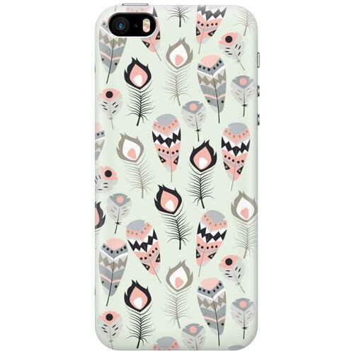 фото Gosso ультратонкий силиконовый чехол-накладка для apple iphone se / 5s / 5 с принтом "перья бохо"