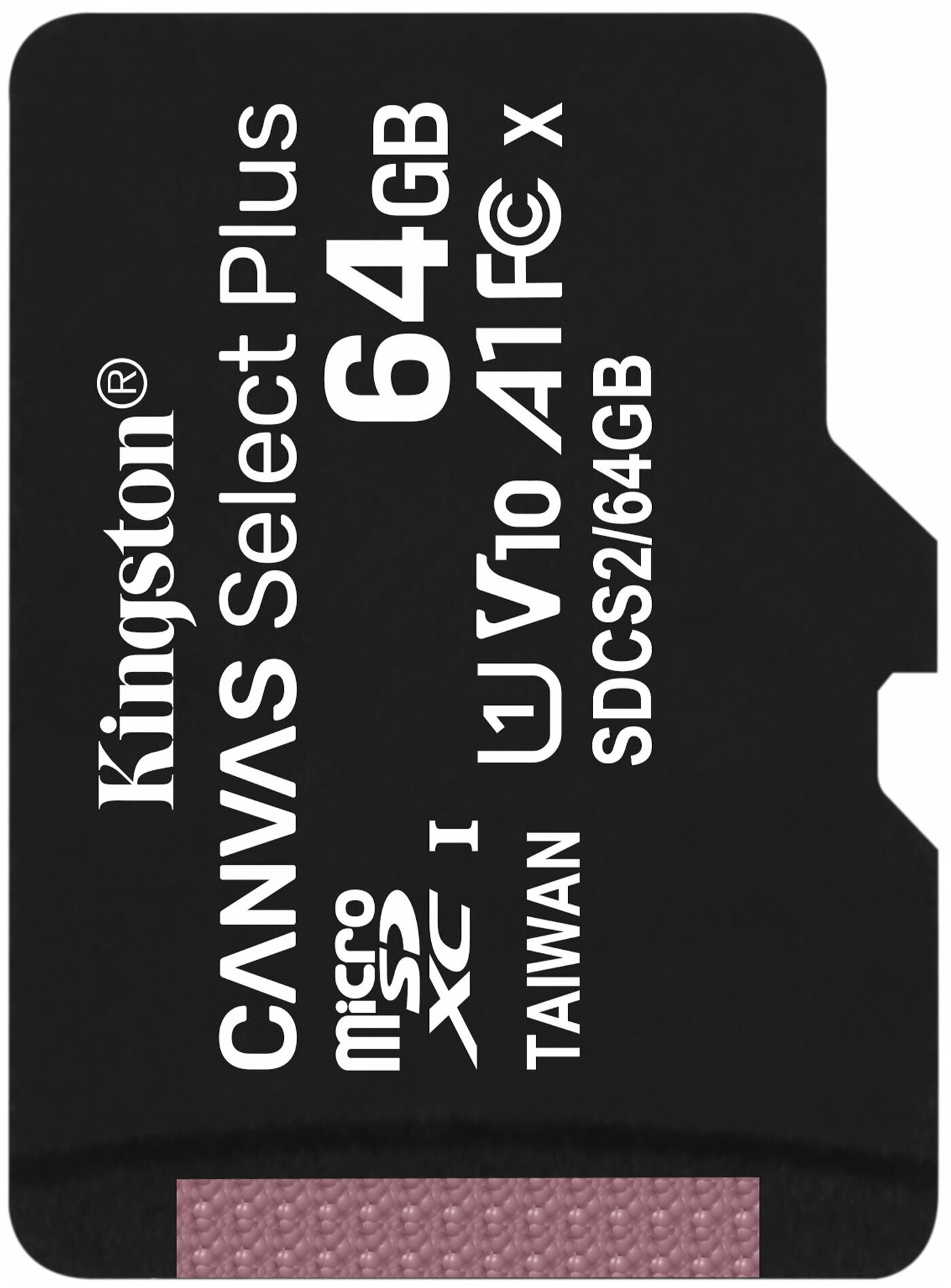 Карта памяти microSDXC UHS-I Kingston Canvas Select Plus 64 ГБ, 100X, Class 10, SDCS2/64GBSP, 1 шт, без адаптера