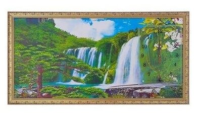 Часы-картина настенные, серия: Природа, "Водопад", 50х100 см, микс 1210534 .