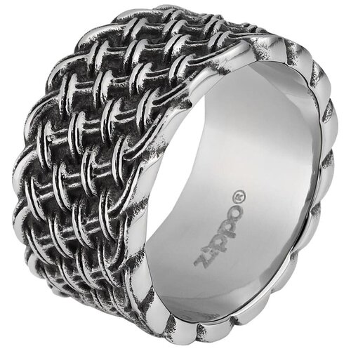 фото Zippo кольцо zippo, серебристое, с плетёным орнаментом, нержавеющая сталь, диаметр 21 мм