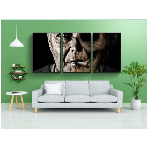 фото Набор модулных постеров для интерьера "человек, курение, сигарета" 60x90 см. в тубусе, без рамки lotsprints