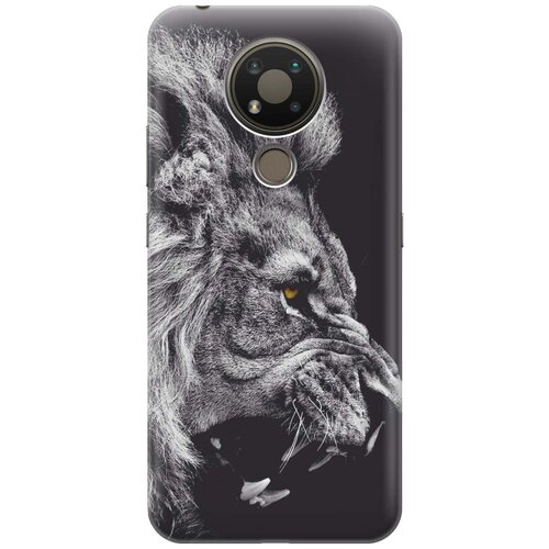фото Ультратонкий силиконовый чехол-накладка для nokia 3.4 с принтом "морда льва" gosso